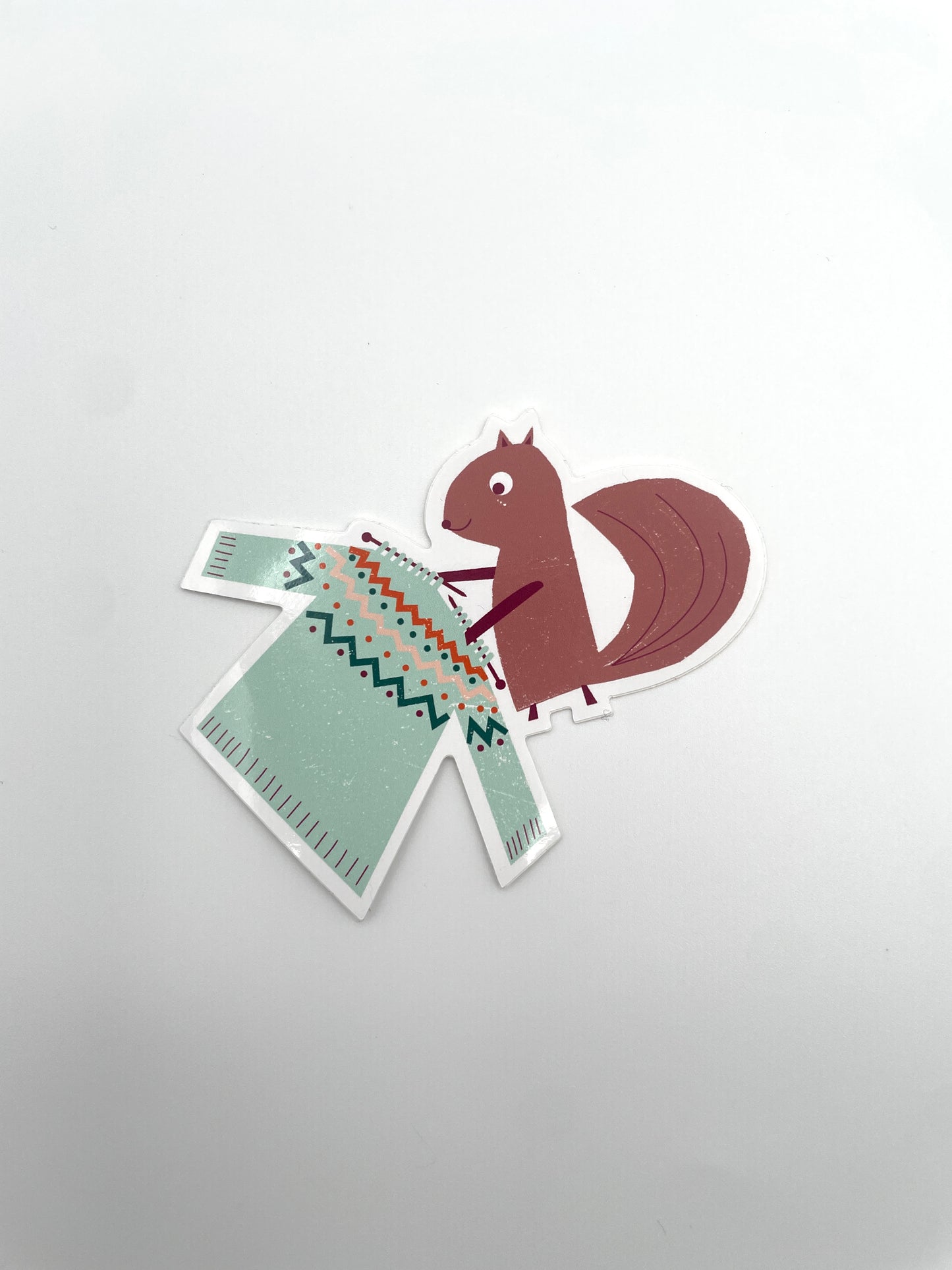 Squirrel Knitting Sweater Sticker