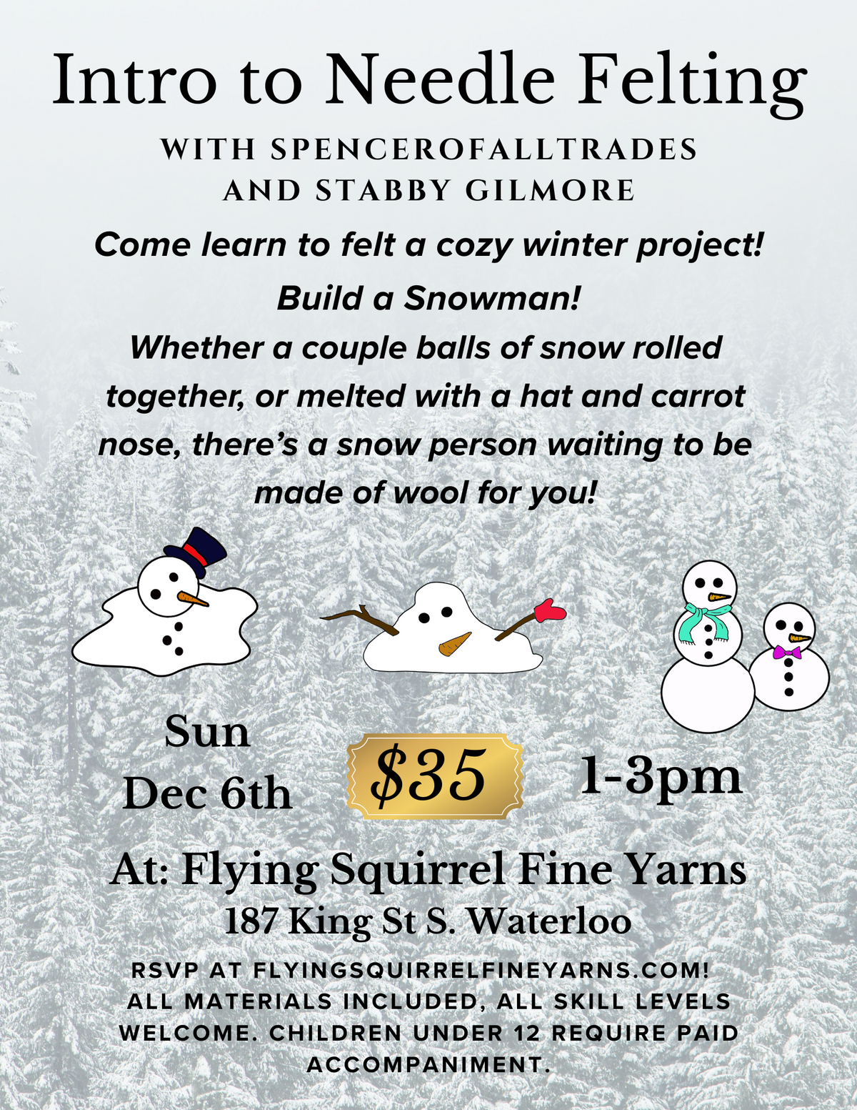 Needle Felting with Spencer of All Trades and Stabby Gilmore - December 6, 1:00