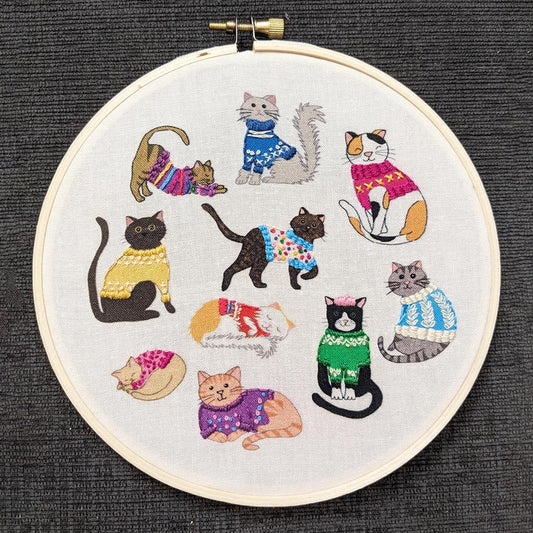 Embroidery Kit - Cats in Sweaters