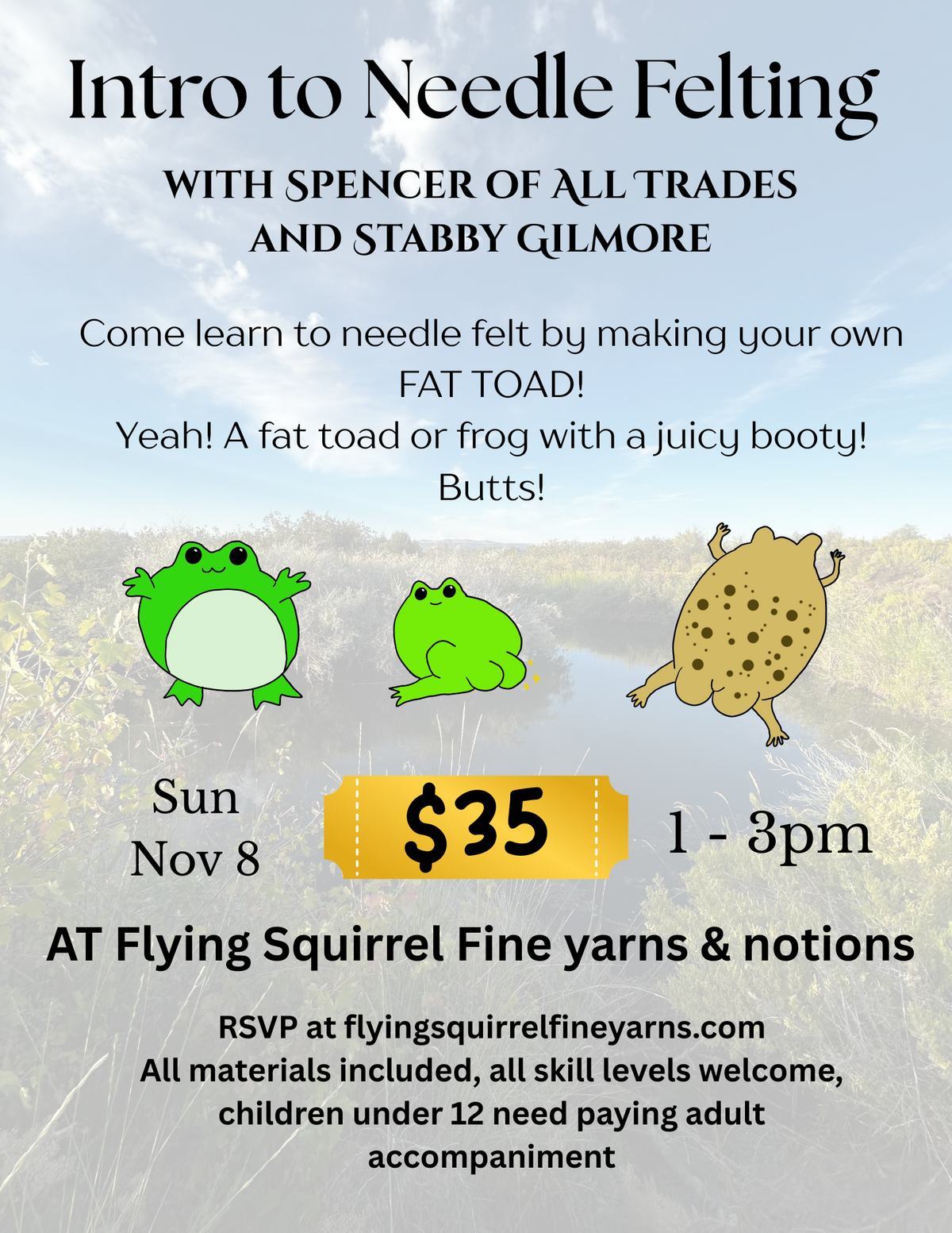 Needle Felting with Spencer of All Trades and Stabby Gilmore - November 8, 1:00