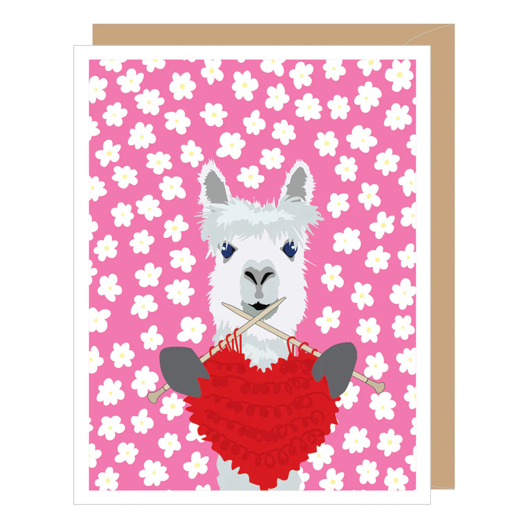 Knitting Alpaca Card