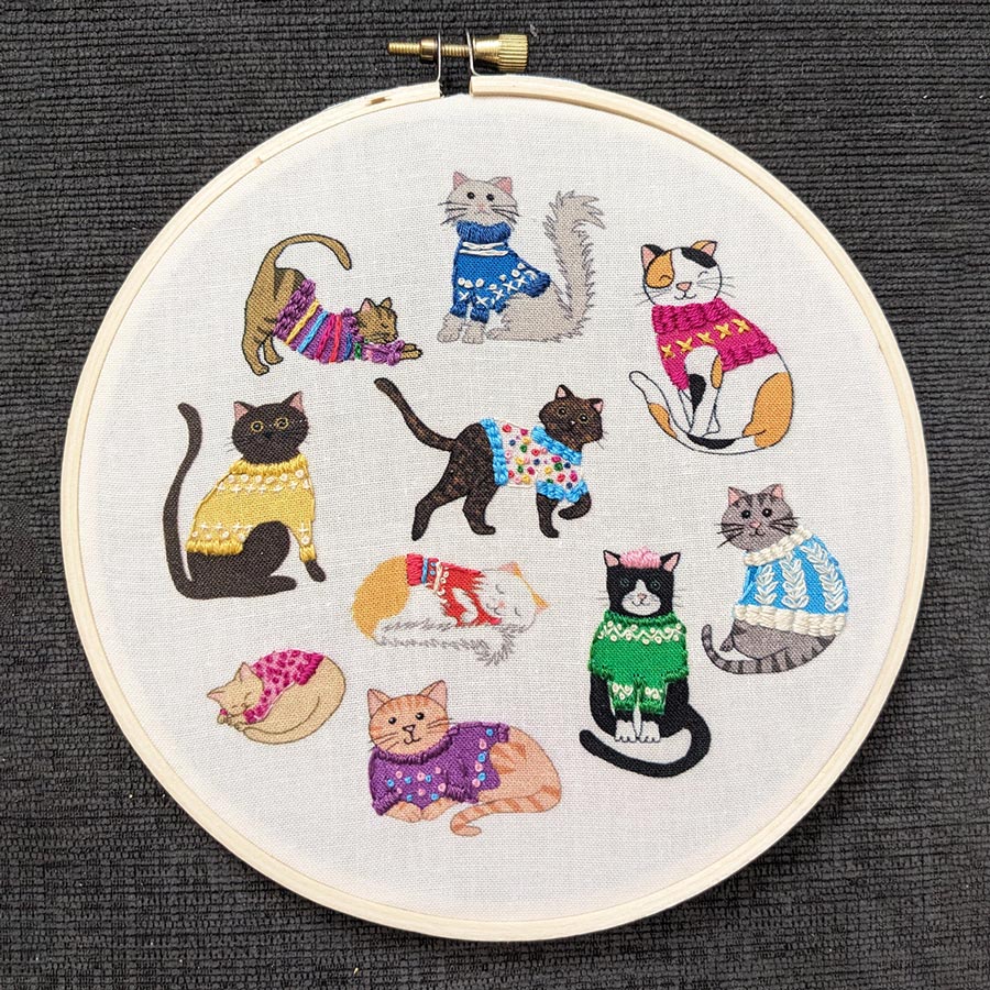Embroidery Kit - Cats in Sweaters