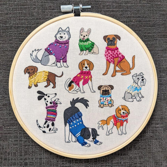 Embroidery Kit - Dogs in Sweaters