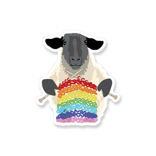 Sheep Knitting Rainbow